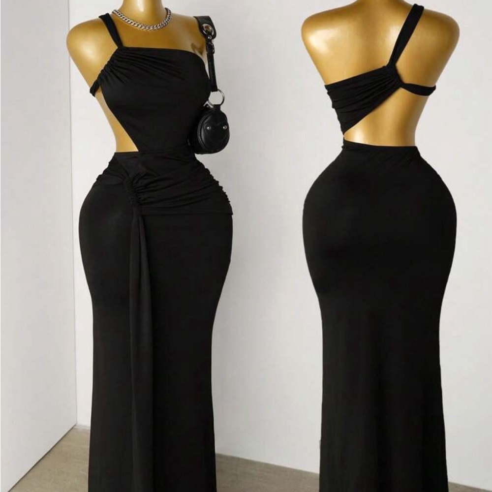 SHEIN One Shoulder Black Dress